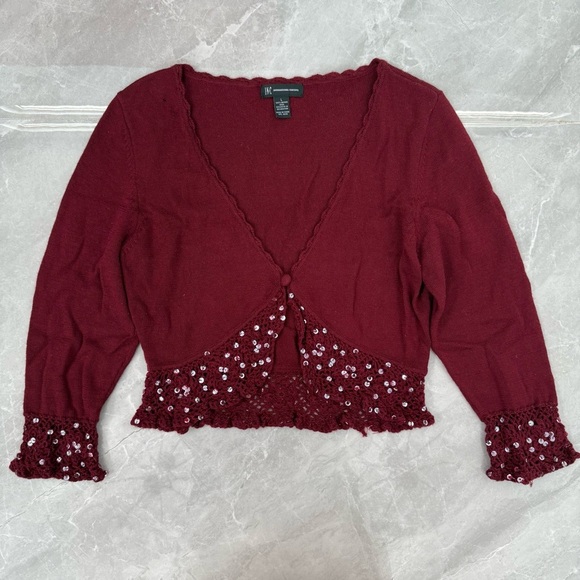 Women’s INC International Concepts 100% Merino Wool Cardigan Sequins Sweater - Picture 1 of 16
